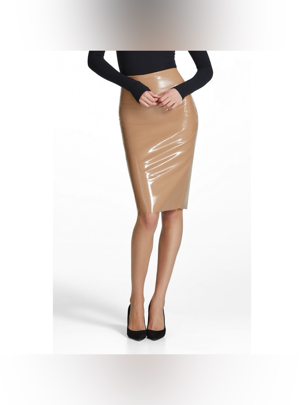 NWT Commando Faux Patent Leather Midi Skirt Small